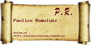 Paulics Romulusz névjegykártya